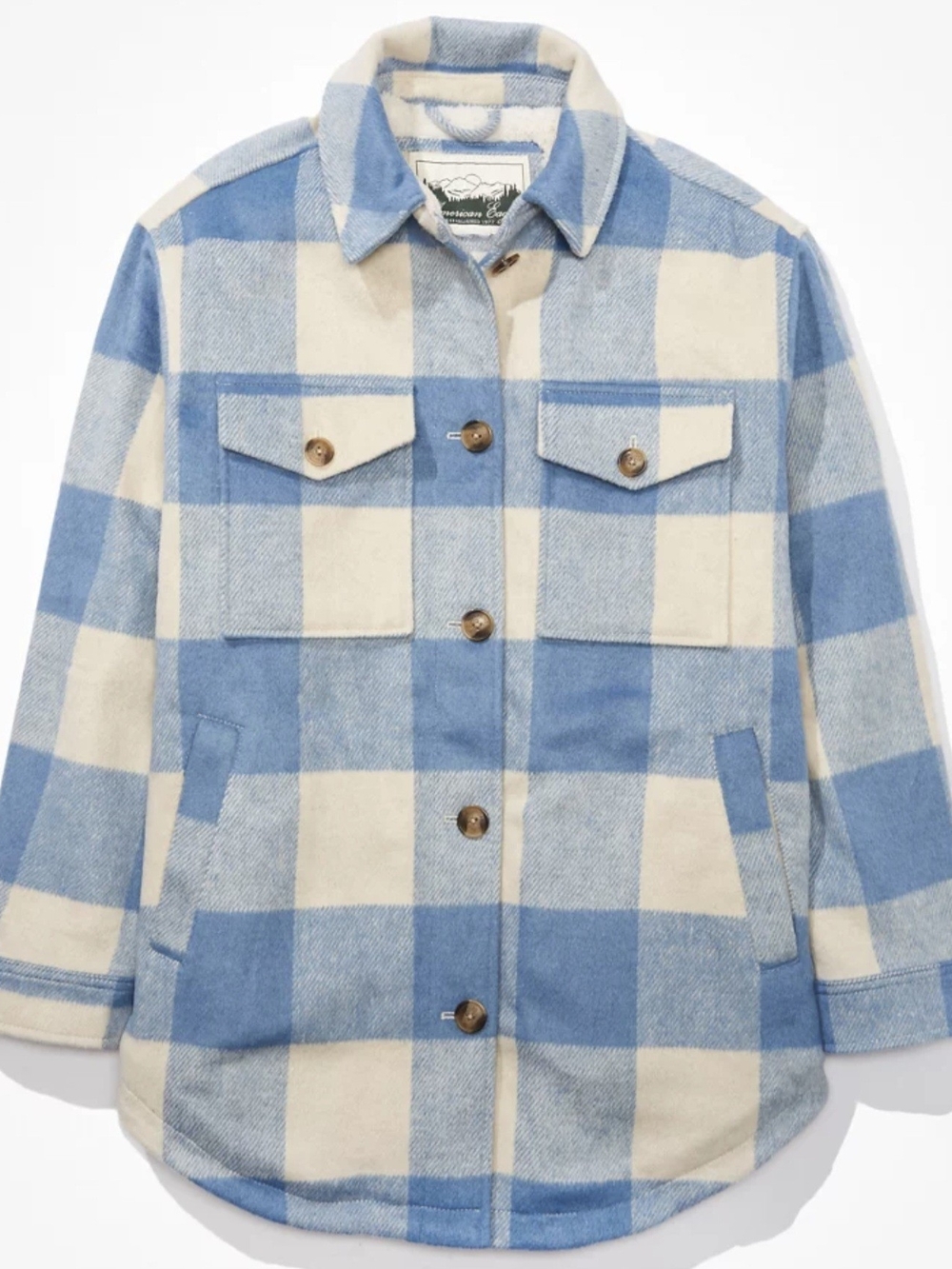 AE Sherpa-Lined Plaid Shacket NWOT Size M